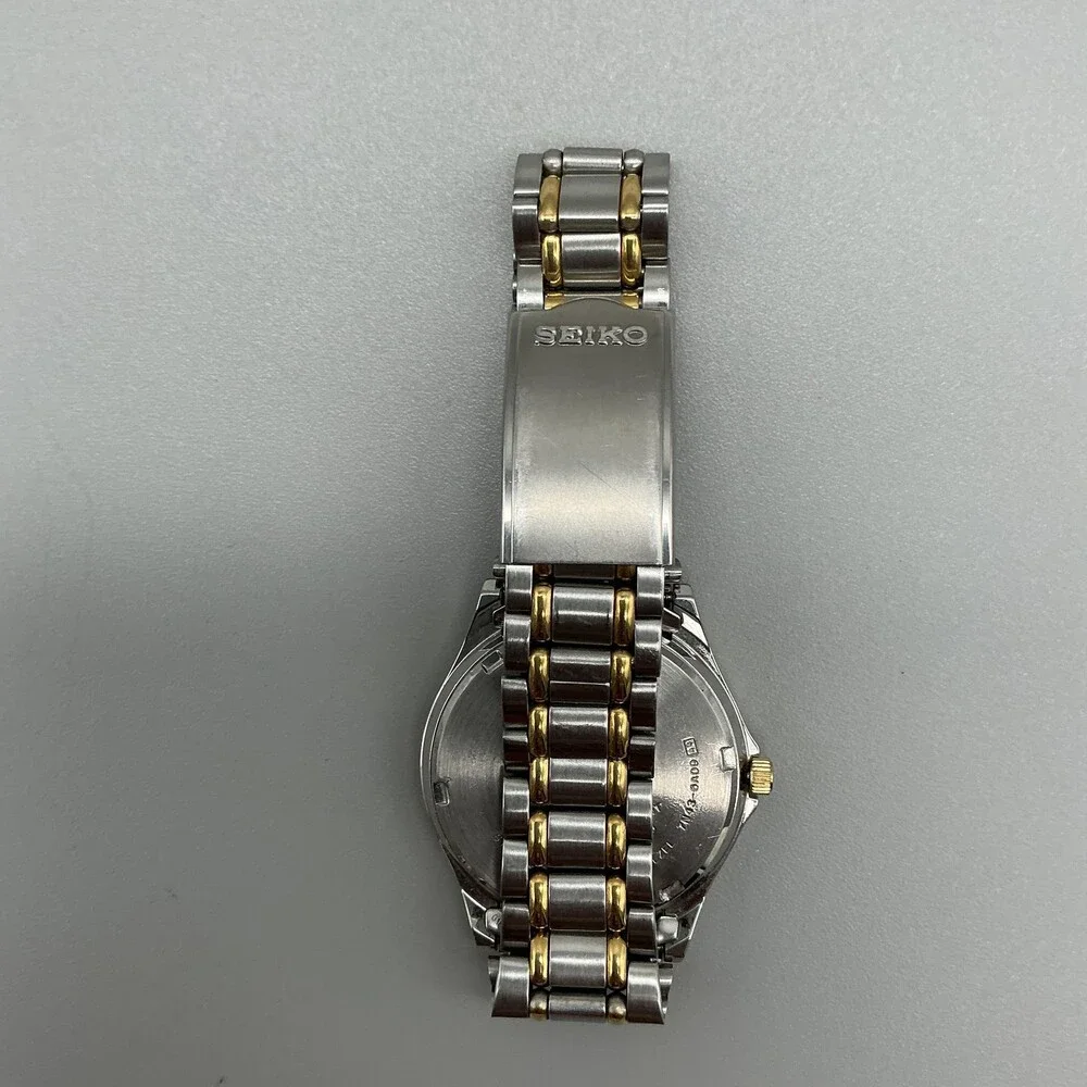 Vintage Seiko 7N43-6A09 Mens Watch 36mm Two Tone Day Date New Battery 6.75